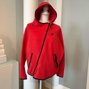 Nike Tech Red and Black Asymmetrical Zip Hoodie - L